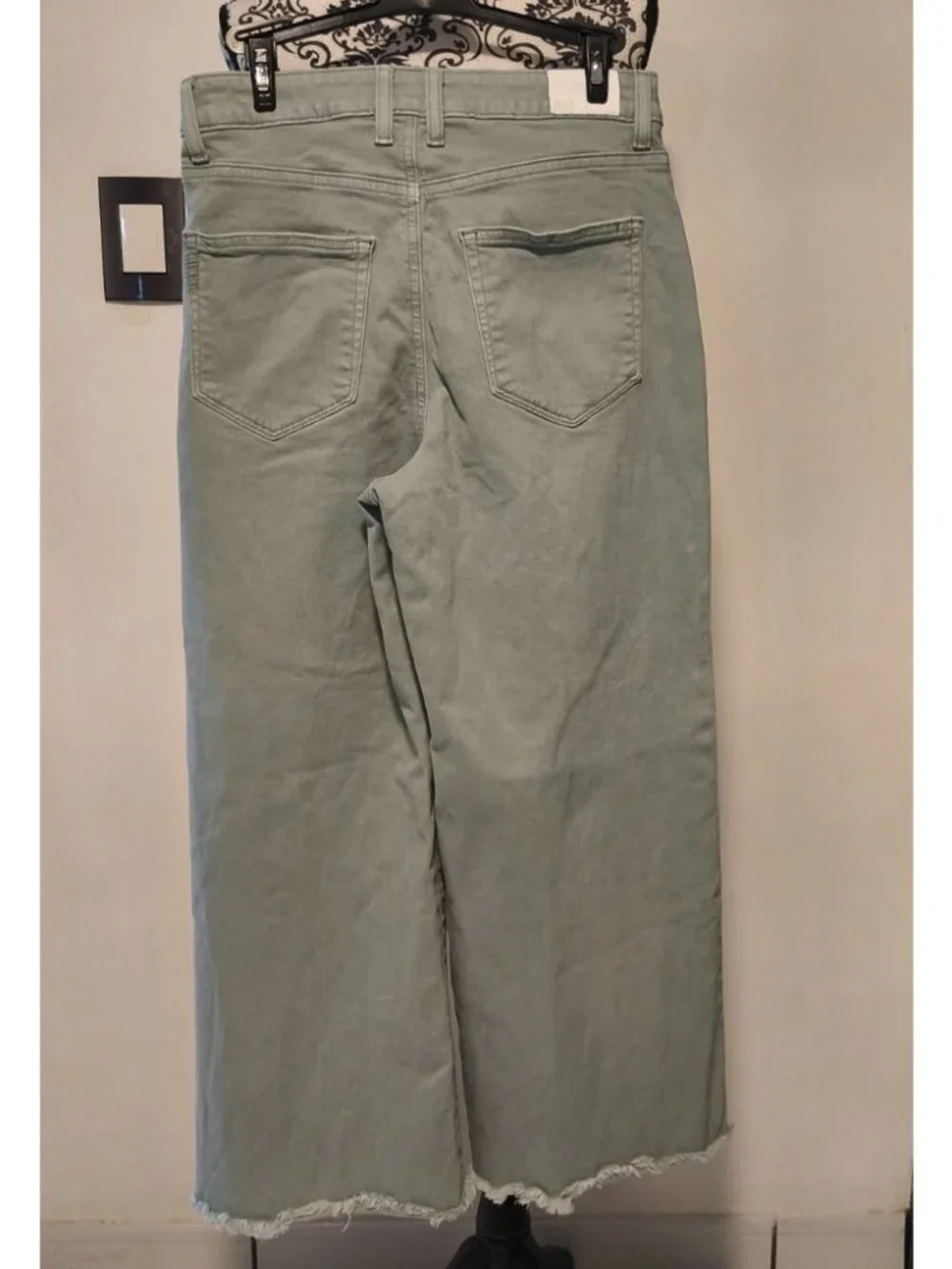 PAIGE Harper Wide Leg Jeans 29 High Rise Ankle Green Cropped Denim Women - Picture 5 of 9